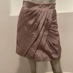 Andrew GN Brown Mini A-line Skirt Pleated Made In France Luxury Size FR 38